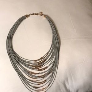 Necklace w/Gray cords and rose gold tubes